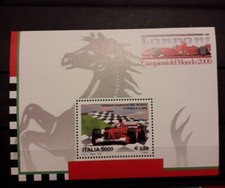 2001 REPUBBLICA FRANCOBOLLO FOGLIETTO FERRARI CAMPIONE DEL MONDO NUOVO PERFETTO 