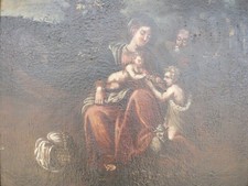 Dipinto olio su tela/Sacra Famiglia e San Giovannino - Scuola Lombarda - XVIII s