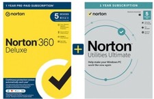 Norton 360 Deluxe + Utilities Ultimate, 5 dispositivi - 1 anno, spedizione lampo