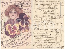 1916 ROMA Cartolina con autografi di amici ALTA BORGHESIA FP NV VINTAGE