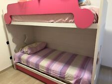 letto a castello usato, bianco e rosa, mobilificio roncato