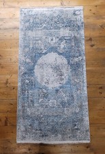 Tappeto di seta blu, tappeto di seta modal, tappeto moderno, tappeto di seta turca 31" x 59", 80x150cm