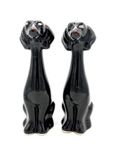 Pair Ceramic Black Glaze Dog