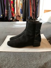 TOD'S LUSSO BOOTS SUEDE CAMOSCIO BLACK PATENT ZIP ORIGINAL 9 US 39 EUR 6 UK
