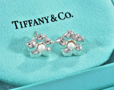 Orecchini vintage Tiffany & Co argento perle fiore petali in scatola sacchetto rari belli