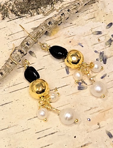 Onice nera naturale perle - onice,