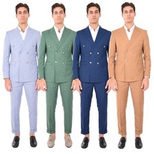 Abito Uomo Doppiopetto Elegante Vestito Completo Slim Cerimonia Sartoriale Drop6