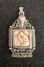 Ciondolo Pendente Medaglia Madonna e Bambinello in Argento 925