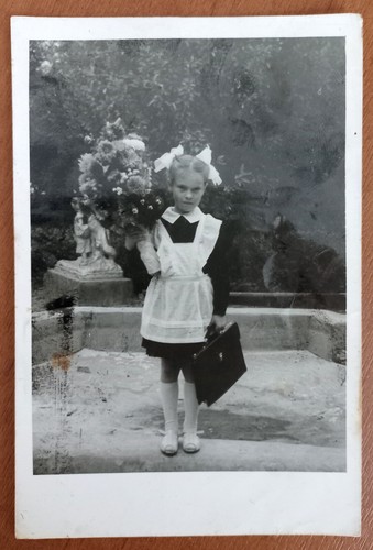 Ragazza con fiori valigetta - con, e