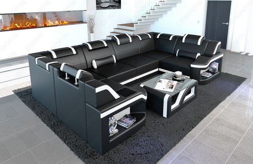 Salotto divano pelle - salotto, led