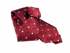 Cravatta rossa a pois blu e