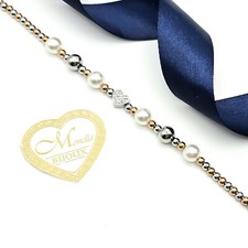 BRACCIALE PERLINE ORO E GRIGIE DONNA idea Regalo