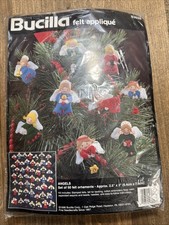 Applique feltro natalizia Bucilla 1996 vintage 50 decorazioni angelo 83628 aperto