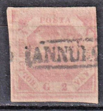 1858 Stemma delle due Sicilie Napoli cornice ottagonale 2 grana  USATO Sass. 5