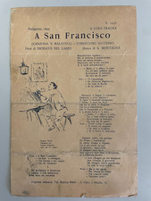 Antico Rarissimo spartito musicale A San Francisco Piedigrotta 1899 Del Gaizo