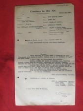 WW1 original RFC Ace Combat Report signed