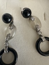 Orecchini Oro Diamanti Onice E Cristallo Di Rocca Alta Oreficeria 