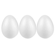  3 uova di Pasqua in schiuma artigianale, 15x10,5 cm, in polistirolo bianco, per