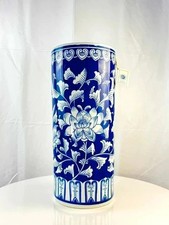 Portaombrelli in ceramica blu/bianco vintage decoro floreale