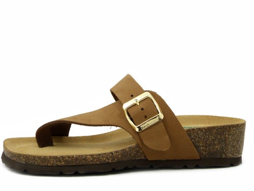 Women brown leather - leather, flip