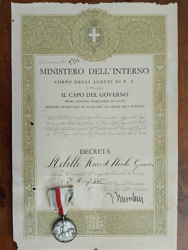 Attestato medaglia merito - attestato, al
