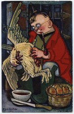 cartolina militare LA GALLINA DALLE UOVA D'ORO sancha