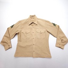 Camicia militare USA uomo 15,5 x 34 marrone corpo dei marini toppe soldato esercito
