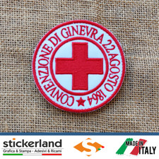 Toppa Patch Croce Rossa Italiana CRI su base bianca da 7,5 cm con velcro