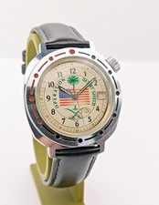 Orologio Vostok Anfibio 2414 Scudo Deserto Tempesta Sovietica URSS Vintage Uomo Manuale 