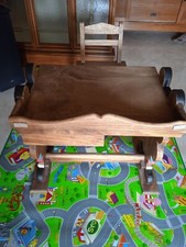 Scrivania Massello con sedia in legno (massello) inciso dipinto sui lati vintage