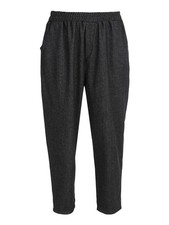 158c Pantaloni donna a cavallo basso con elastico in vita - nero