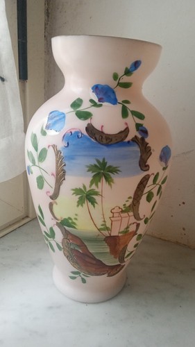 Antico vaso opalino dipinto - vaso,