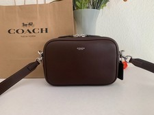 Borsa per radiocamera Coach CCB51 nuova con etichetta in pelle di acero grana naturale