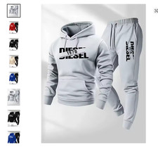 Tuta felpa set maglia pantalone + CAPPUCCIO sport  colori uomo tessuto invernale