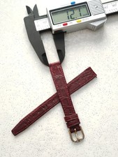 CINTURINO Originale BULOVA 12MM Vintage Vera Pelle Croco Bordeaux 