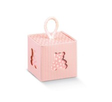 Scatola portaconfetti con Orsetto ROSA e cordoncino 5x5x5 cm 0LBY