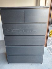 Cassettiera Ikea modello Malm, 6 cassetti colore nero. Come nuova