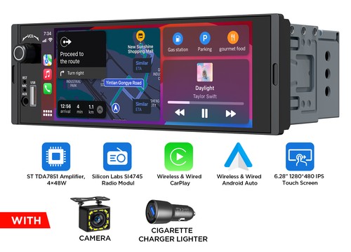 Autoradio 1din wireless - 1din, 6,28"
