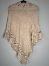 Poncho con cappuccio beige Y2K