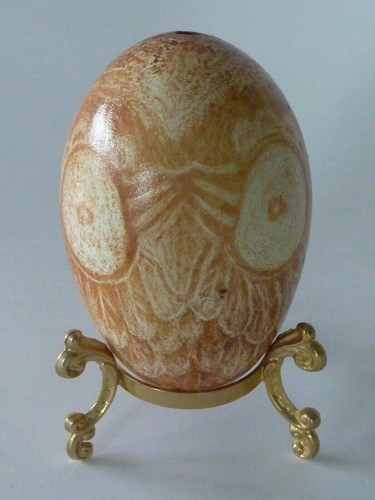 Blown hen egg owl - egg, &
