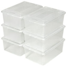 6x scatole scarpe plastica storage box trasparenti multiuso coperchio impilabili