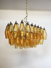 Elegante Lampadario Murano Poliedri - Carlo Scarpa - bicchieri ambra