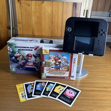 Nintendo 2DS Black Blue Mario Kart 7 Bundle + Paper Mario Sticker Star Boxed