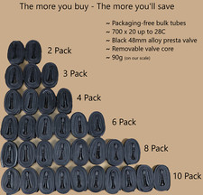 Confezione da 2 a 10 tubi interni valvola Presta 700x23 700x25 700x28c KENDA 48mm