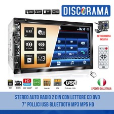 STEREO AUTO RADIO 2 DIN CON LETTORE CD DVD 7" POLLICI USB BLUETOOTH MP3 MP5 HD