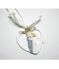 Set 12 Pz. Bomboniera Sposini Cuore Sposi Ceramica Appendino Matrimonio Promessa