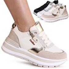 Scarpe Donna Plateau Sneakers Zeppa da Ginnastica Suola a Basse Maglia & Comode