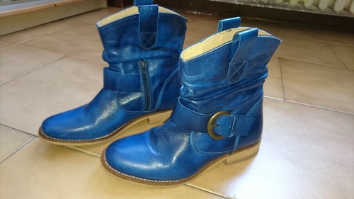 Stivaletti pelle blu pier one - blu,
