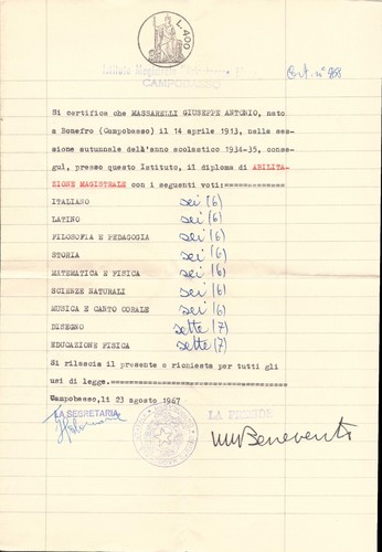 1967 pagella istituto - -,