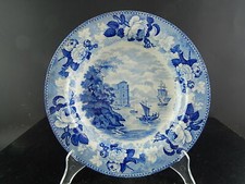 ANTICO RARISSIMO PIATTO PORCELLANA WEDGWOOD PORCELAIN BLUE META' 800 VITTORIANO